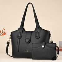 Women's All Seasons Pu Leather Solid Color Business Vacation Classic Style Sewing Thread Bucket Zipper Buckle Bag Sets Handbag Bucket Bag main image 1