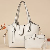 Women's All Seasons Pu Leather Solid Color Business Vacation Classic Style Sewing Thread Bucket Zipper Buckle Bag Sets Handbag Bucket Bag main image 4