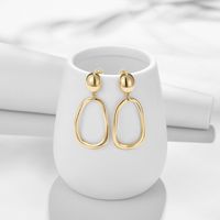 1 Pair Modern Style Korean Style Oval Plating Copper 14k Gold Plated Drop Earrings main image 4