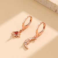 1 Pair Casual Star Moon Copper Inlay Zircon 18k Gold Plated Drop Earrings sku image 12