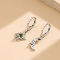 1 Pair Casual Star Moon Copper Inlay Zircon 18k Gold Plated Drop Earrings sku image 7