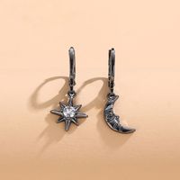 1 Pair Casual Star Moon Copper Inlay Zircon 18k Gold Plated Drop Earrings sku image 8
