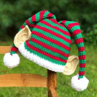 Unisex Cute Stripe Ear Warap Wool Cap main image 4