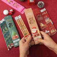 1 Set Christmas Tree Santa Claus Class Learning Christmas Wood Cute Pencil main image 1