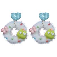 1 Pair Cute Geometric Heart Shape Plush Drop Earrings main image 2