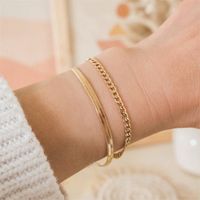 Großhandel Einfacher Stil U-form Rostfreier Stahl Überzug Kette 14 Karat Vergoldet Armbänder main image 6