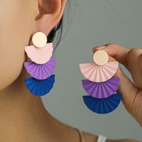 1 Pair Lady Classic Style Sector Spray Paint Alloy Drop Earrings main image 6