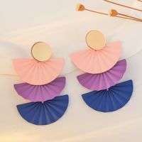 1 Pair Lady Classic Style Sector Spray Paint Alloy Drop Earrings main image 5