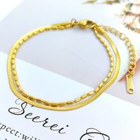 Simple Style Solid Color Titanium Steel Plating Gold Plated Bracelets main image 1