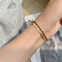 Simple Style Solid Color Titanium Steel Plating Gold Plated Bracelets main image 3