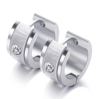 1 Pair Retro Geometric Inlay Titanium Steel Zircon Earrings main image 2