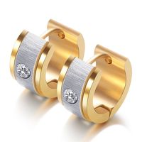 1 Pair Retro Geometric Inlay Titanium Steel Zircon Earrings sku image 3