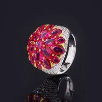 Classic Style Flower Copper Inlay Zircon Rings sku image 2