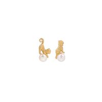 1 Pair Simple Style Cat Inlay Copper Pearl Earrings main image 5
