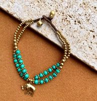 Ethnic Style Elephant Turquoise Copper Beaded Men's Bracelets sku image 4