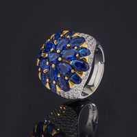 Classic Style Flower Copper Inlay Zircon Rings sku image 1