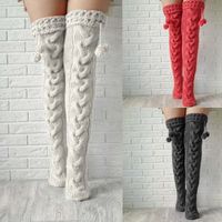 Women's Casual Simple Style Solid Color Polyacrylonitrile Fiber Over The Knee Socks A Pair main image 1