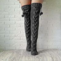 Women's Casual Simple Style Solid Color Polyacrylonitrile Fiber Over The Knee Socks A Pair main image 3