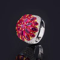 Classic Style Flower Copper Inlay Zircon Rings main image 2