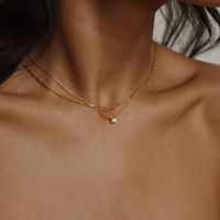 Simple Style Solid Color Copper Inlay Zircon Layered Necklaces main image 1