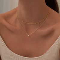Simple Style Solid Color Copper Inlay Zircon Layered Necklaces main image 3