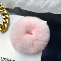 Simple Style Solid Color Rabbit Fur Hair Tie sku image 5