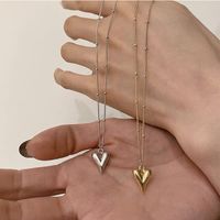 Großhandel Einfacher Stil Herzform Titan Stahl Überzug Vergoldet Halskette Mit Anhänger main image 1