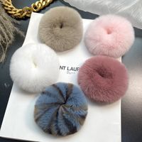 Simple Style Solid Color Rabbit Fur Hair Tie main image 1
