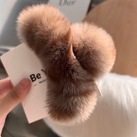 Sweet Solid Color Rabbit Fur Hair Claws sku image 2