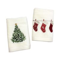 Cute Christmas Tree Bow Knot Cotton Towels sku image 18