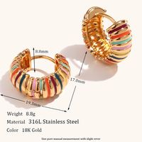 1 Pair Classic Style Color Block Plating Stainless Steel 18k Gold Plated Earrings main image 5