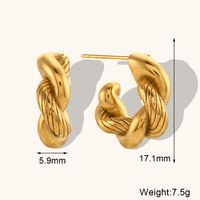 1 Pair Lady Simple Style Irregular Polishing Plating Stainless Steel 18K Gold Plated Hoop Earrings sku image 1