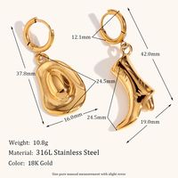 1 Paar Einfacher Stil Einfarbig Überzug Rostfreier Stahl 18 Karat Vergoldet Ohrringe main image 5