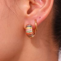 1 Pair Classic Style Color Block Plating Stainless Steel 18k Gold Plated Earrings main image 3