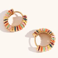 1 Pair Classic Style Color Block Plating Stainless Steel 18k Gold Plated Earrings main image 2