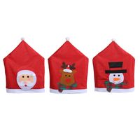 Christmas Cartoon Style Cute Christmas Hat Santa Claus Nonwoven Family Gathering Daily Festival Chair Cover main image 4