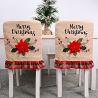 Christmas Cute Pastoral Flower Linen Indoor Family Gathering Festival Chair Cover main image 3