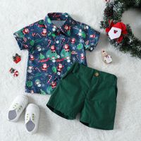 Christmas Streetwear Cartoon Santa Claus Cotton Boys Clothing Sets main image 4