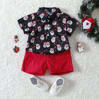 Christmas Streetwear Cartoon Santa Claus Cotton Boys Clothing Sets main image 2