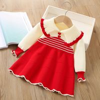 Princess Classic Style Solid Color Cotton Girls Dresses main image 4