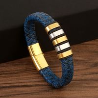 Stainless Steel Pu Leather Casual Hip-Hop Plating Magnetic Braid Stripe Plaid Twist Bracelets Bangle sku image 1