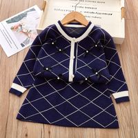 Casual Stripe Knitted Cotton Spandex Girls Clothing Sets sku image 4