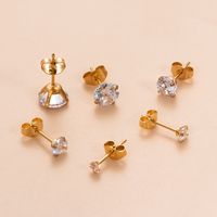 1 Piece Ear Cartilage Rings & Studs Simple Style Classic Style Shiny Geometric Round 316 Stainless Steel  Plating Inlay Zircon main image 5