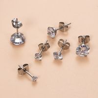 1 Piece Ear Cartilage Rings & Studs Simple Style Classic Style Shiny Geometric Round 316 Stainless Steel  Plating Inlay Zircon main image 2