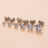 1 Piece Ear Cartilage Rings & Studs Simple Style Classic Style Shiny Geometric Round 316 Stainless Steel  Plating Inlay Zircon main image 3
