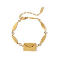 French Style Romantic Box Lines Stainless Steel 18K Gold Plated Zircon Bracelets In Bulk main image 2