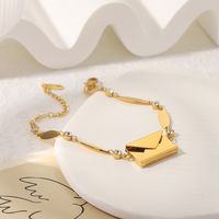 French Style Romantic Box Lines Stainless Steel 18K Gold Plated Zircon Bracelets In Bulk main image 5