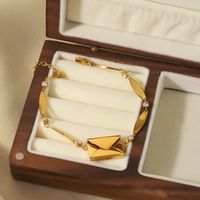 French Style Romantic Box Lines Stainless Steel 18K Gold Plated Zircon Bracelets In Bulk main image 3