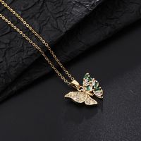 Simple Style Butterfly Copper Inlay Zircon Pendant Necklace sku image 2