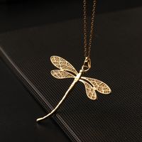 Elegant Lady Dragonfly Copper Pendant Necklace sku image 1